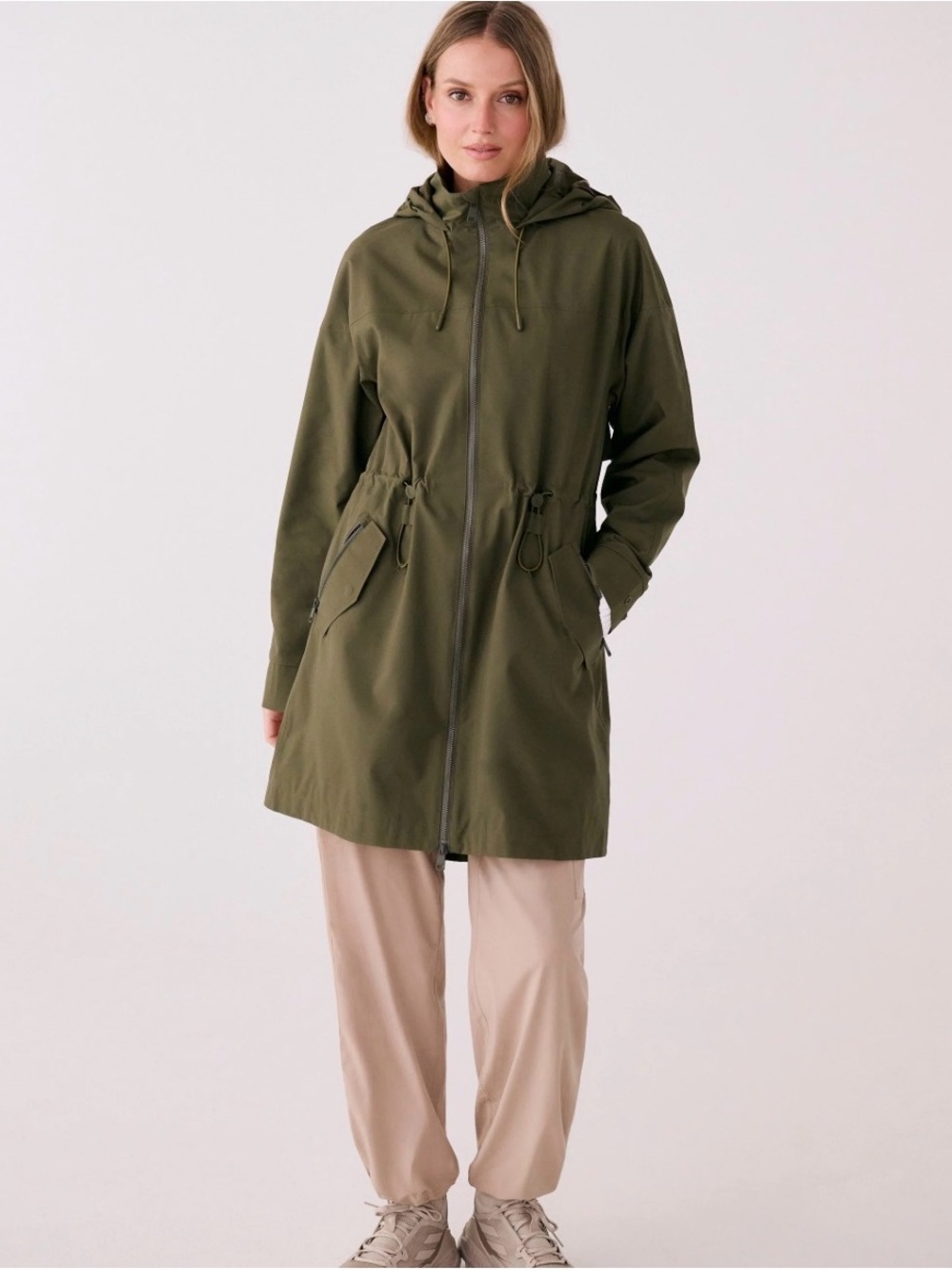 Women's Olive Hooded Anorak Jacket